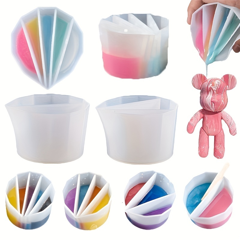 Resin Art Pouring - 1pc Silicone Split Cup with Dividers,