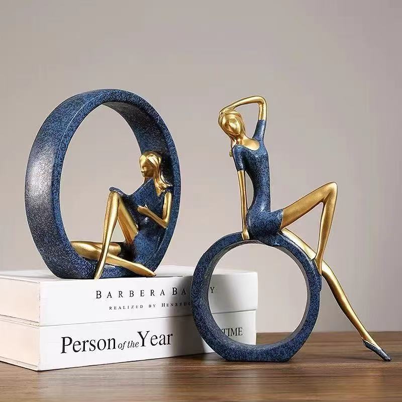 2PCS Yoga Reading Girl Statue  - Resin Art India review and price